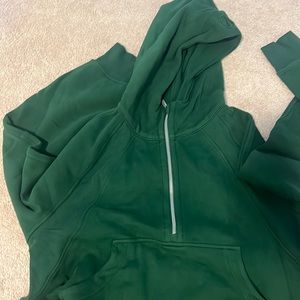 Scuba oversized 1/2 zip hoodie - evergreen